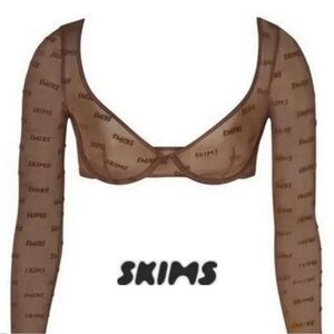NWT SKIMS After Hours Long Sleeve Logo Mesh Top
